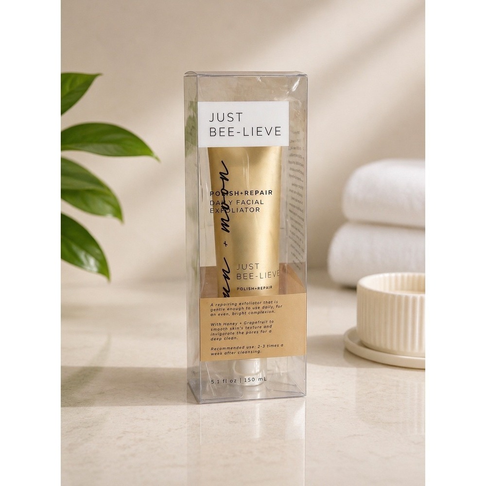 Sun + Moon Just Bee-Lieve Polish + Repair Daily Facial Exfoliator 5.1oz New